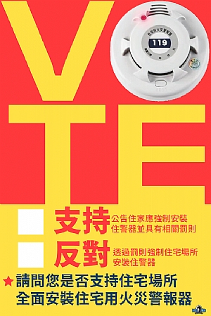 請問您是否支持住宅場所全面安裝住宅用火災警報器？