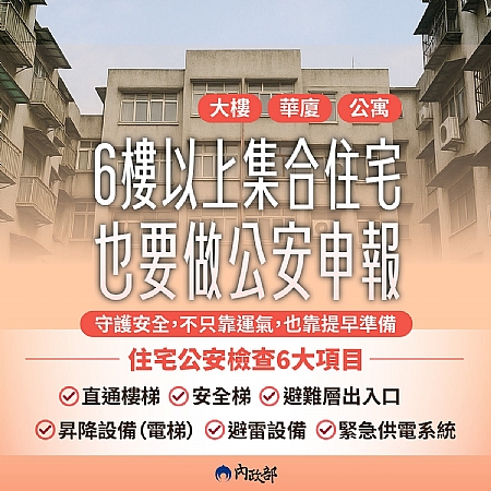 從114年開始，6～7樓的集合住宅也要定期進行「公共安全申報」❗️❗️